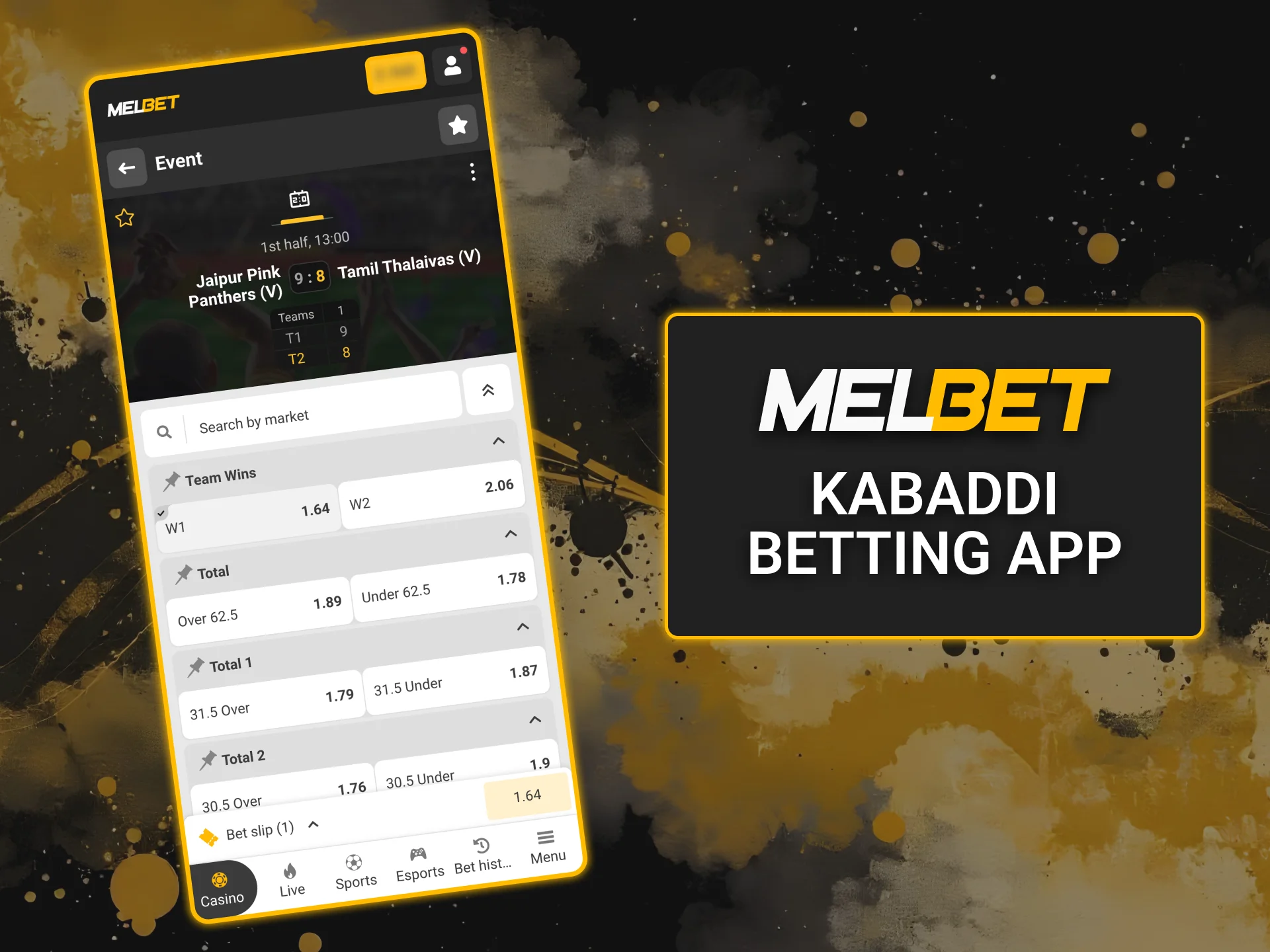Bet on Kabaddi via Melbet app.