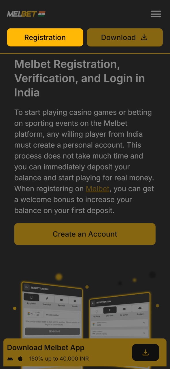 Click the button and start your Melbet adventure in just a few seconds.