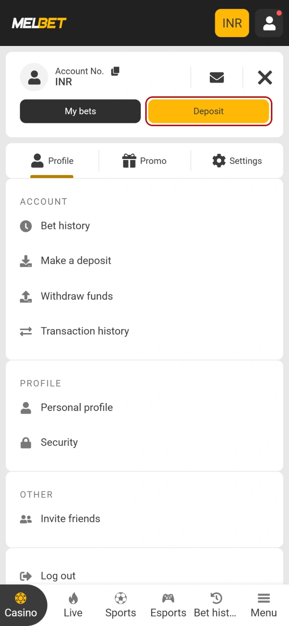 Fund your new account using the official Melbet secure deposit methods.