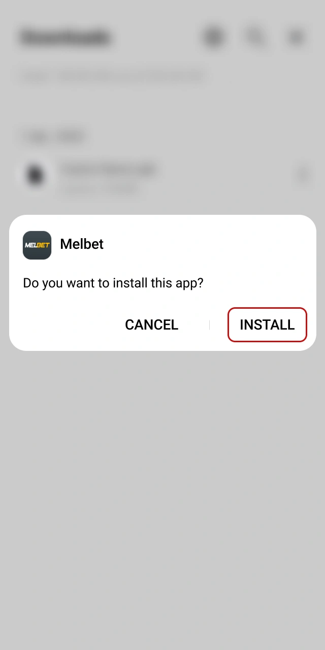 Complete the APK installation using the official Melbet mobile app link.