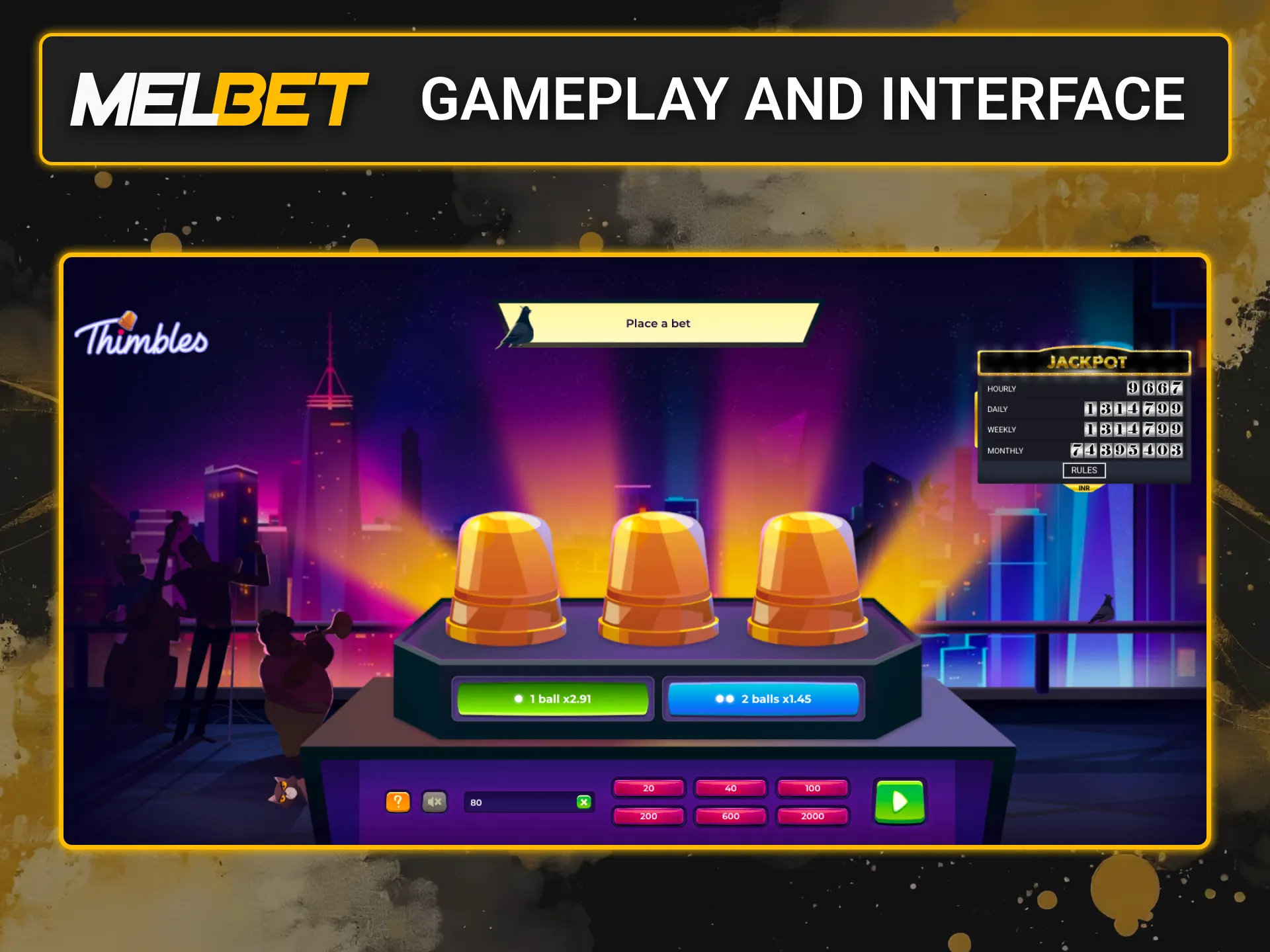 Play the popular Thimbles game at Melbet casino, and find the ball to win real money.